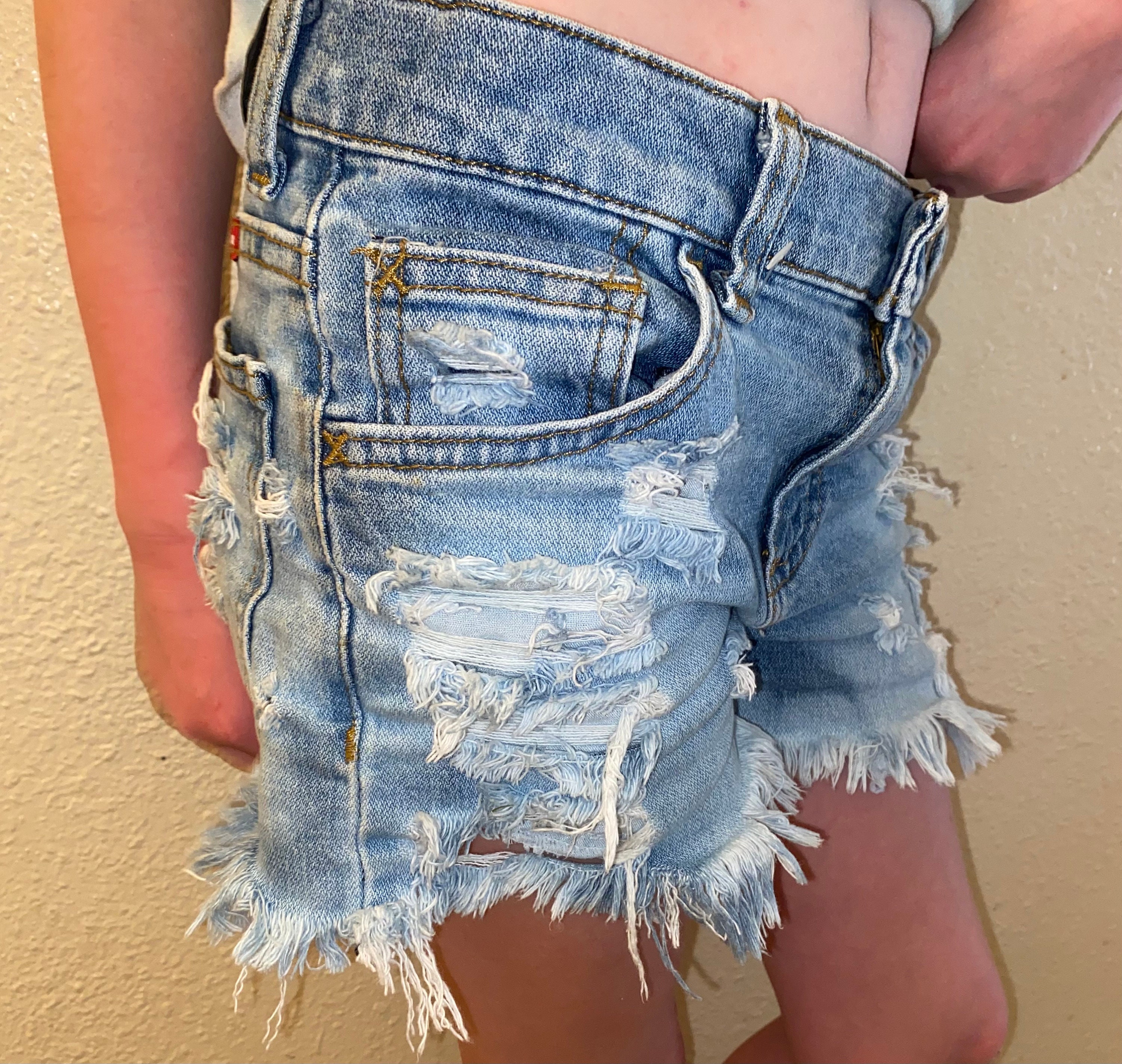 Silver Jeans Co. Little Girl's Lacy Lace-Trim Denim Shorts