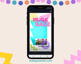 Instagram story template, instant download, Instagram post, 90's, retro, bright, pastel, website design