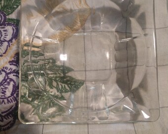 Heavy glass vintage ashtray - ribbed