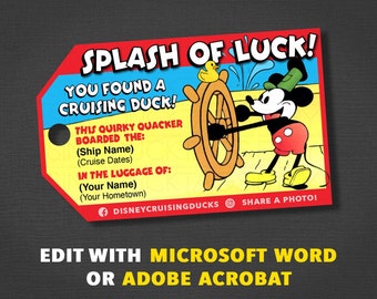 Cruise Duck Tags Editable / Cruising Duck Tags. Download and Edit an EASY Word Template -or- Digitally Fill-in an Acrobat PDF file.