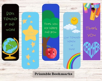 Teachers Gift Printable Bookmarks, These make a great little gift from younger children, fun designs.  1.8"w x 6"h.