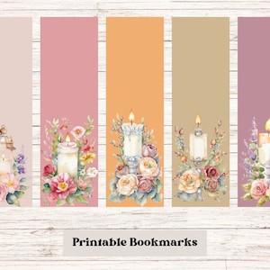 Smeltende kaars printbare bladwijzers, 5 prachtige ontwerpen, 1,8"b x 6"h, Print je eigen of als een geweldig klein cadeautje voor boekenliefhebbers.