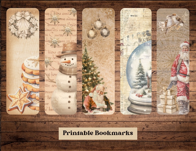 Vintage Christmas Printable Bookmarks, 1.8
