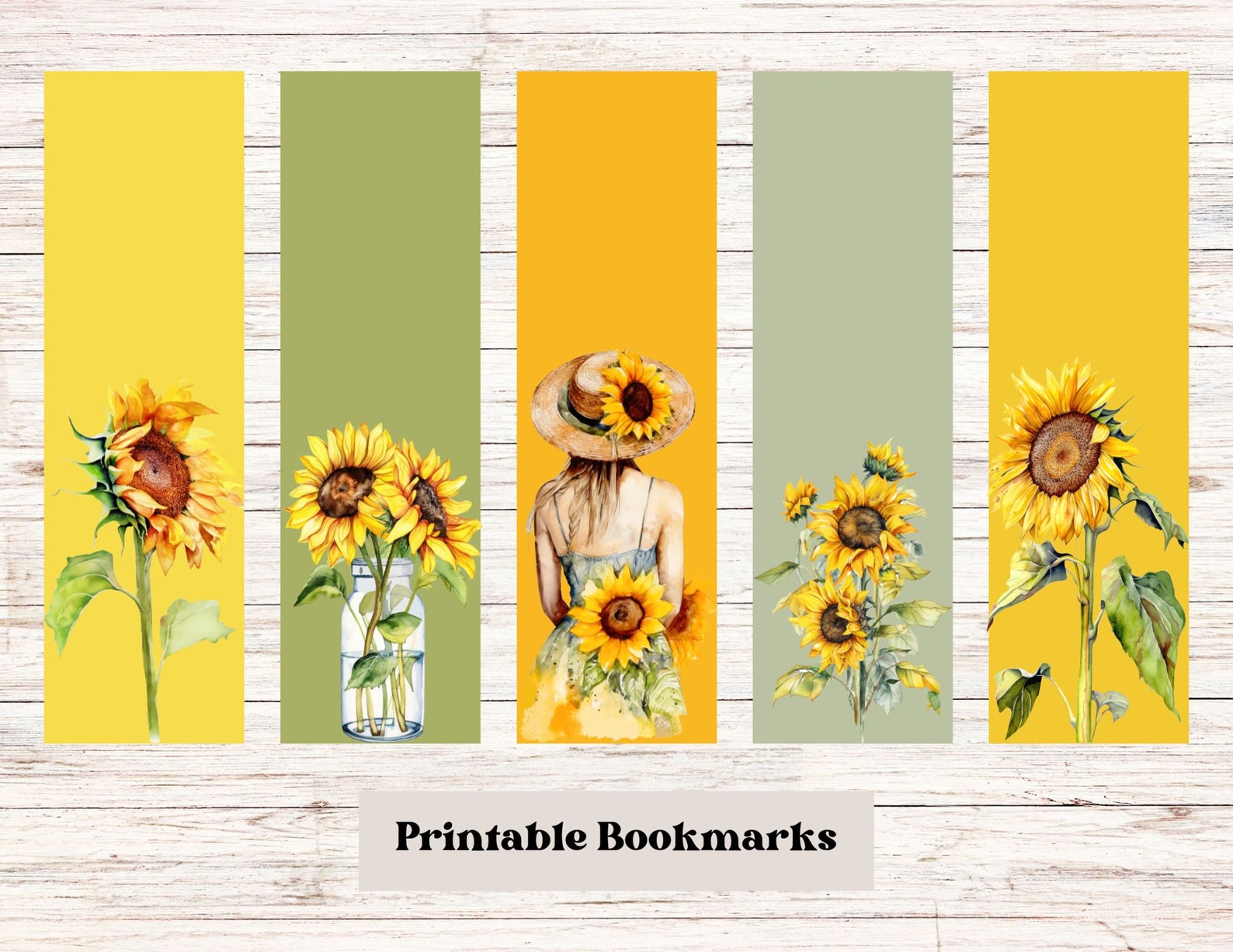 Sunflower Printable Bookmarks, 1.8w X 6h, Print on Card or Sublimate on