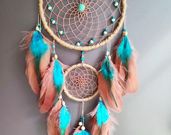Dsaren Acchiappasogni Piume Decorative Led Indiano Dream Catcher Wall Piume Acchiappa Sogni Fatto a Mano Per Ragazze Camera da Letto Casa Parete Decorazione Regalo di Natale(A Rosa