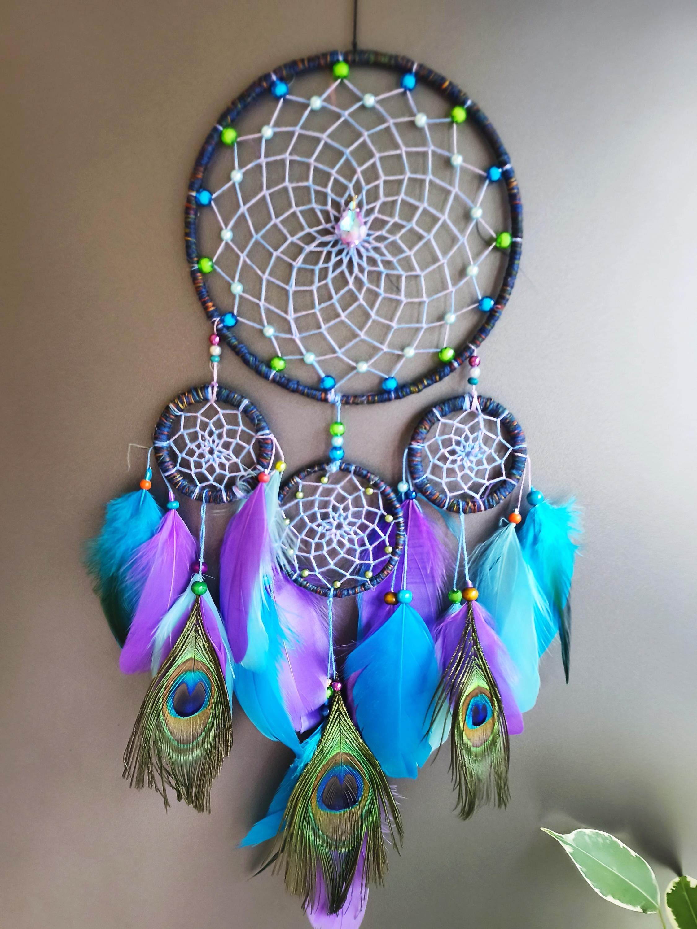 Peacock Dreamcatcher Boho Dream Catcher Feathers, Girls' Bedroom Peacock Dreamcatcher Boho Dream Catcher Feathers, Girls' Bedroom