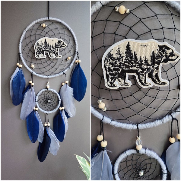 Forest Spirit Bear dreamcatcher authentic dream catcher native, wildlife lover, bear gift handmade