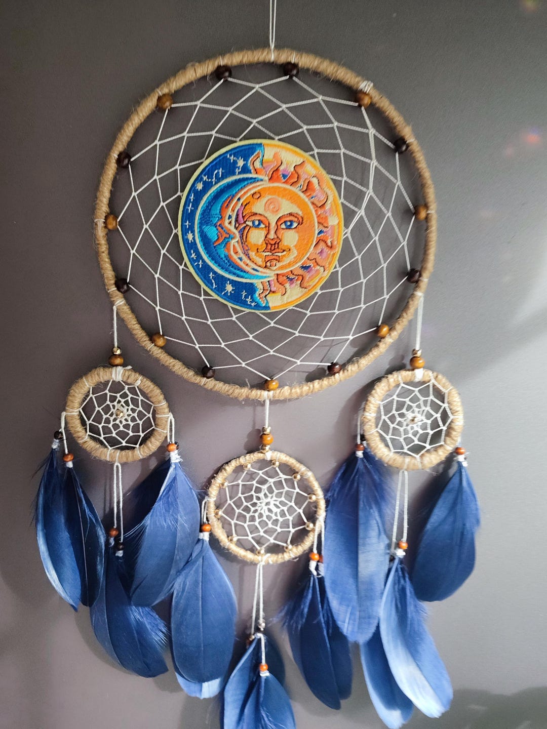 Boho Large Dream Catcher Wall Hanging Boho Dreamcatcher Sun and Moon ...