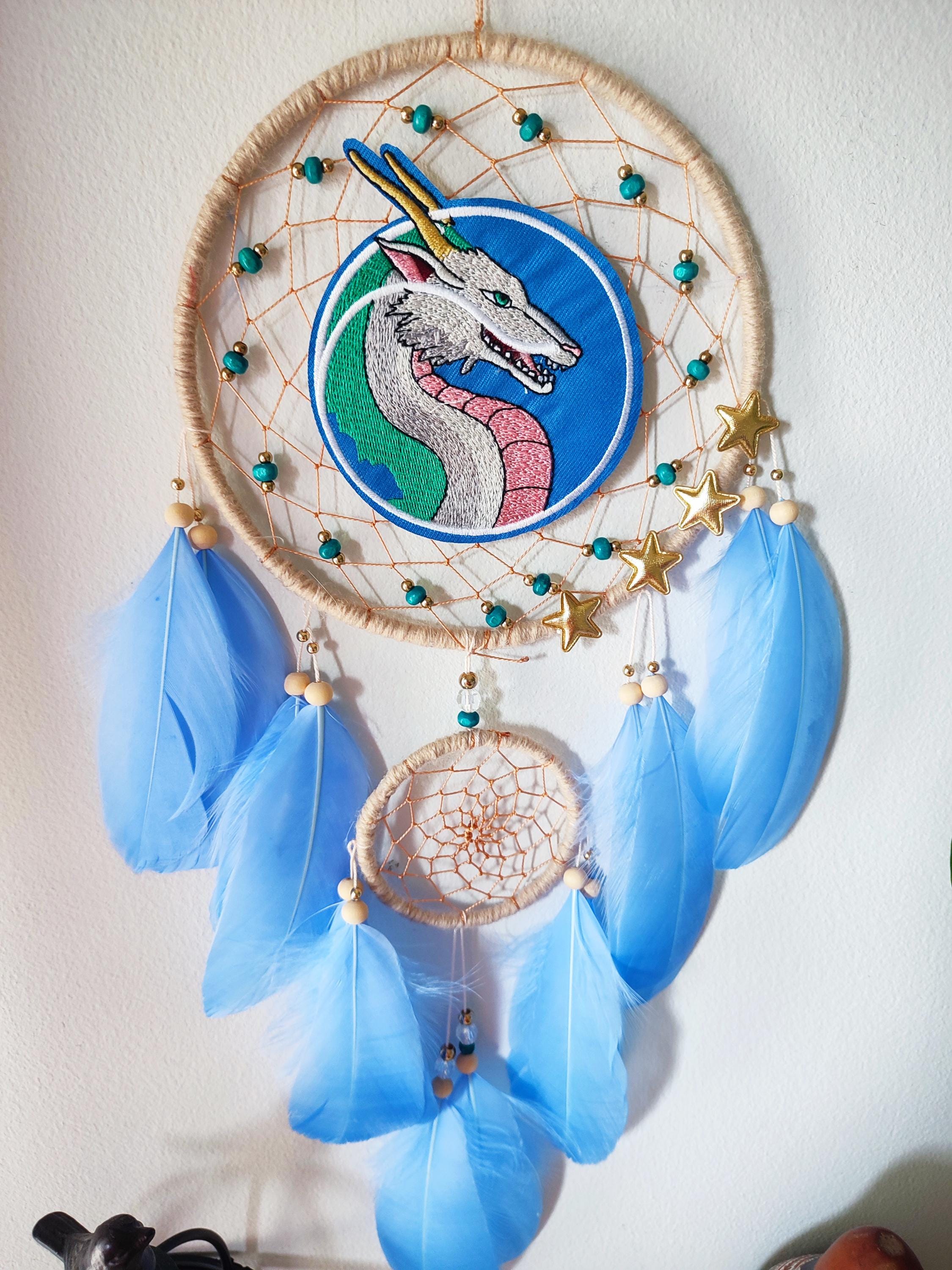River Spirit Dragon Dream Catcher, Feather Dreamcatcher Anime Wall