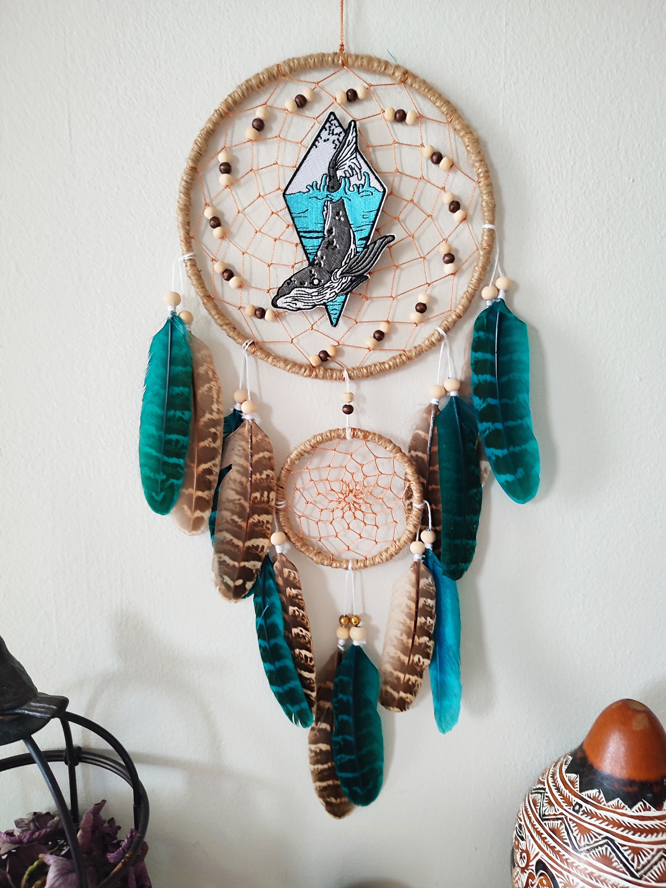 Traumfänger Set 3-teilig Stern Mond Sonne | Rosa Mit Federn | Wanddekoration Kinderzimmer