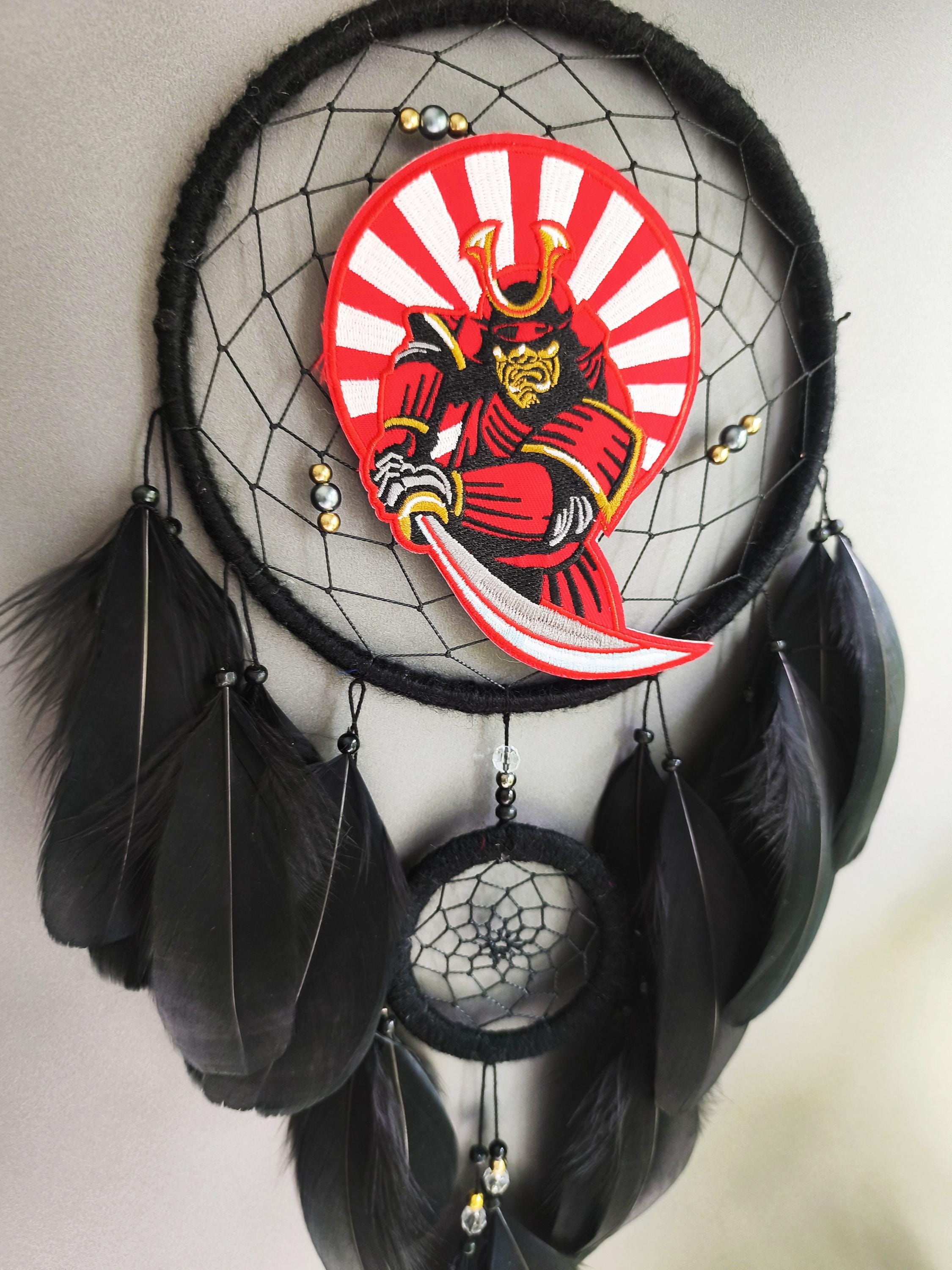 Samurai Japanese Dreamcatcher, Black Large Dream Catcher, Samurai