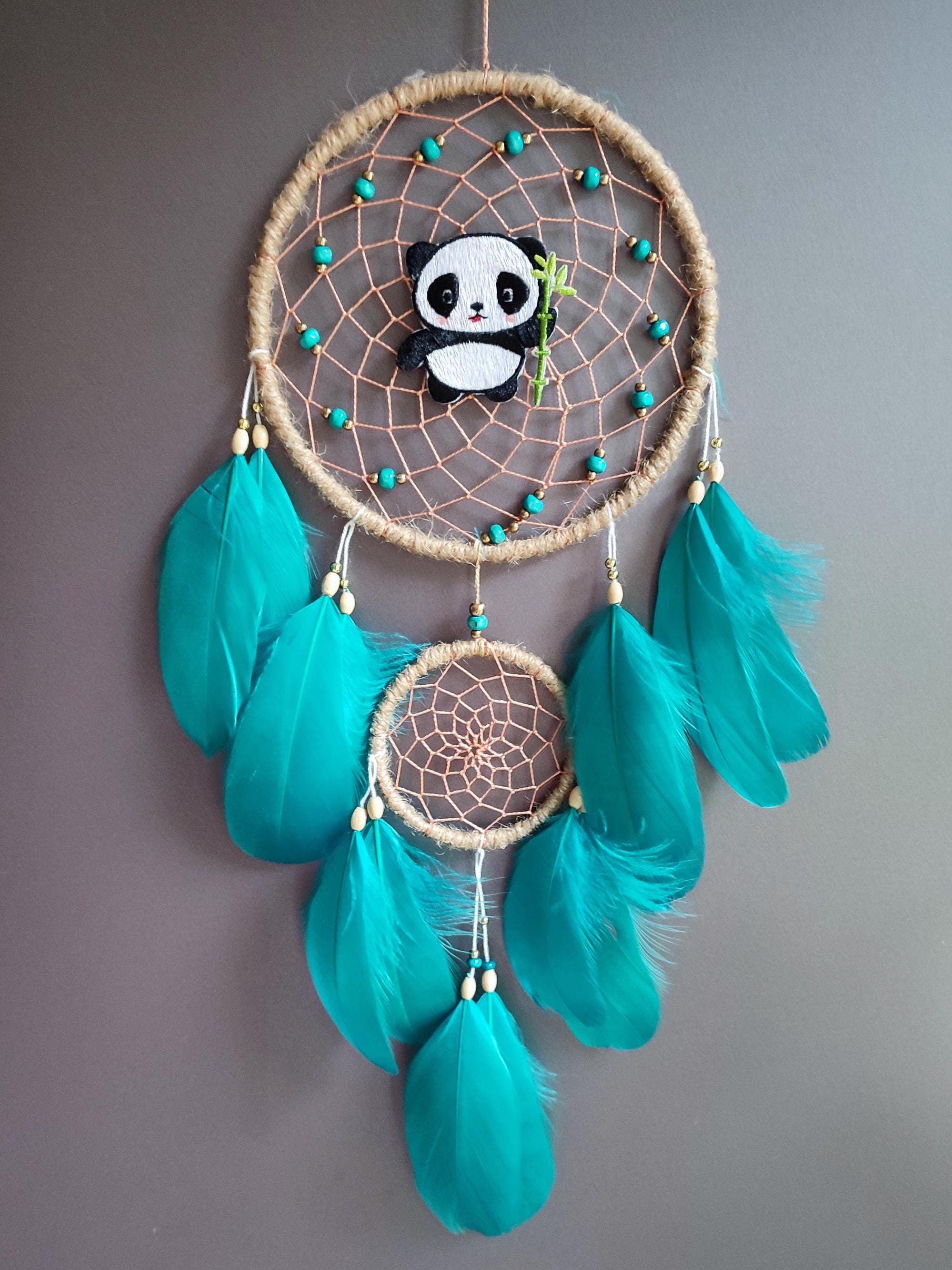 Cute panda dreamcatcher for kids panda bear dream catcher kawaii, gift for panda lover, personalized gift for boys girls
