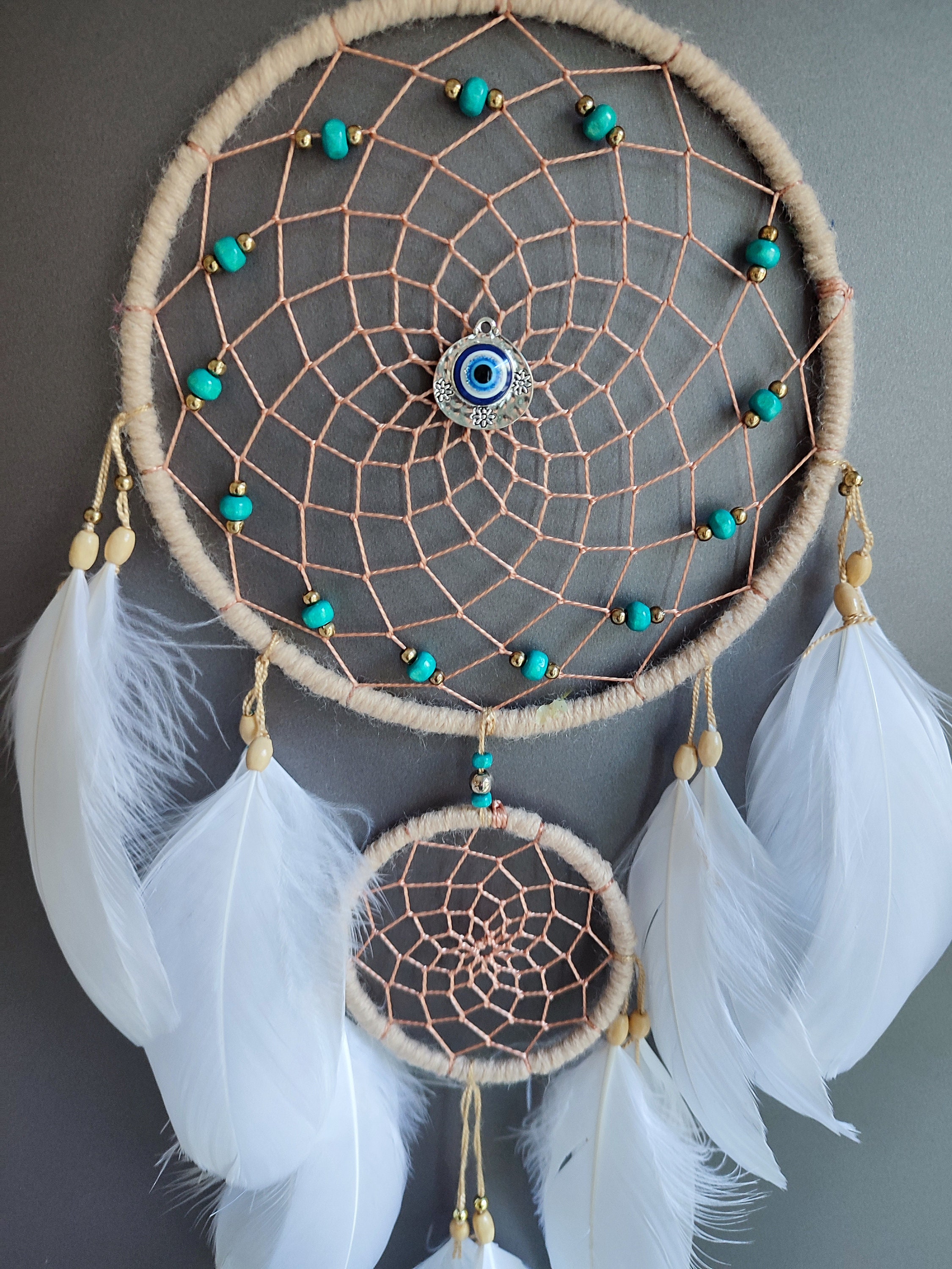 Auptiz Acchiappasogni In Piume E Perline Fatto A Mano, Nero, Per Camera Da Letto, Decorazione Murale O Regalo Romantico - 10