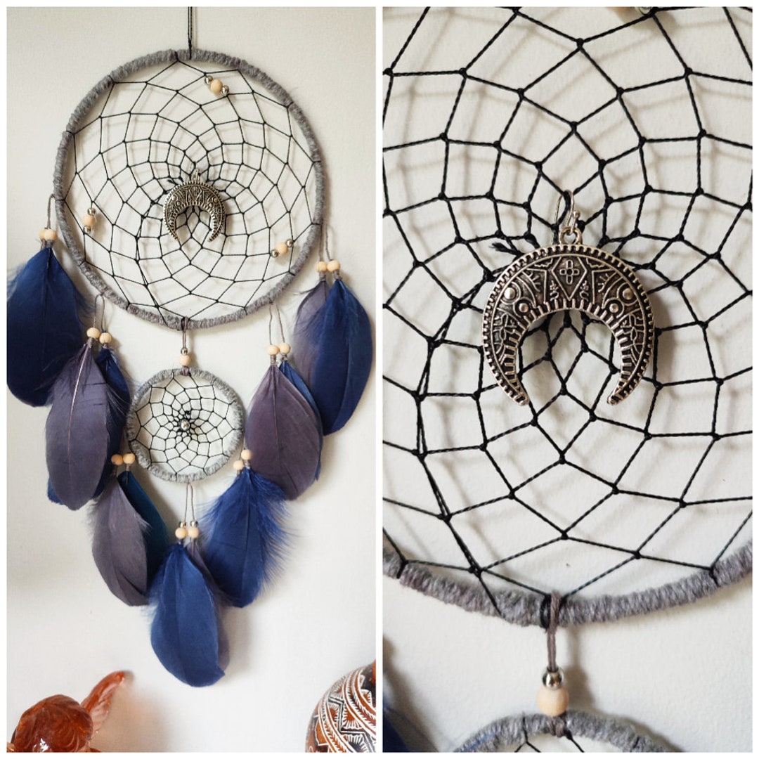 DIY Traumfänger Set – 2 Stück, Mond & Sonne, Mit Lila Achat, 83 Cm Lang, Zum Selbermachen & Als Wanddekoration