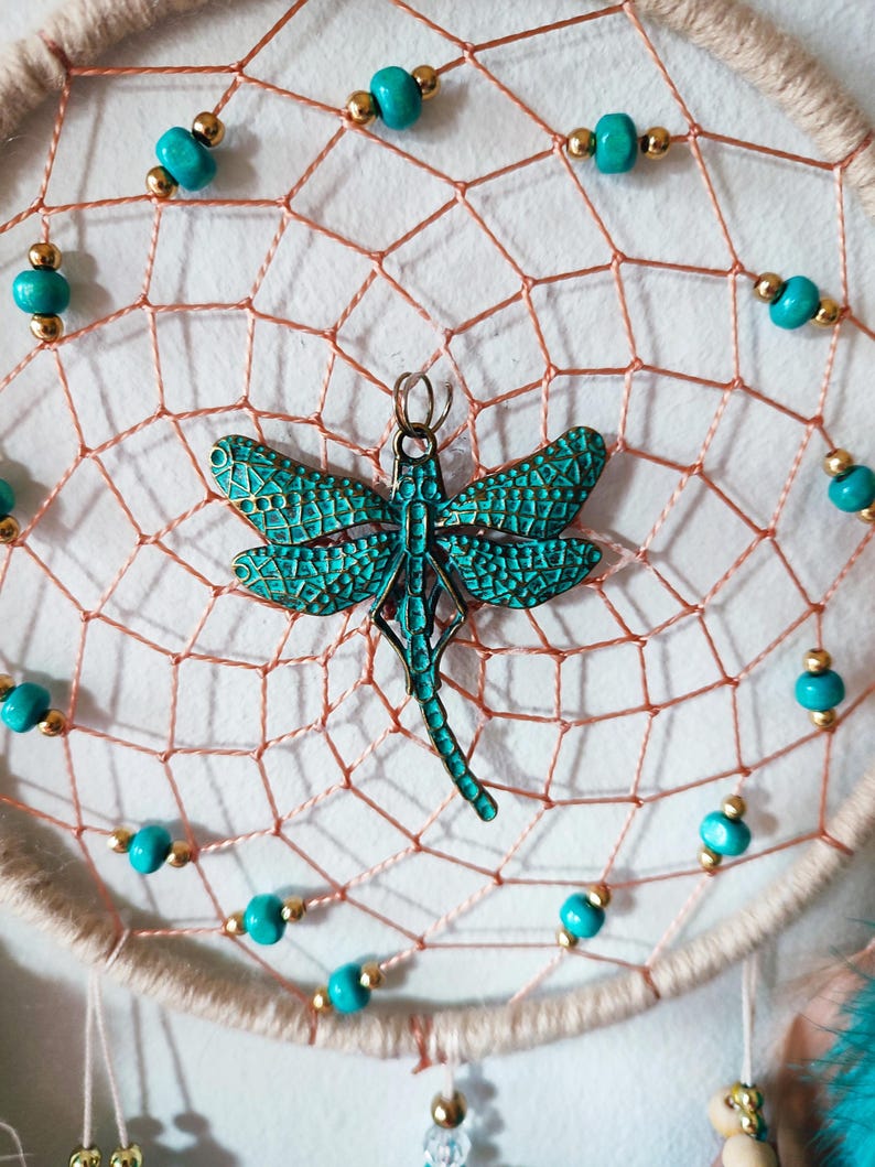 Dragonfly Dreamcatcher Teal Wall Hanging Boho Dream Catcher, Forest ...