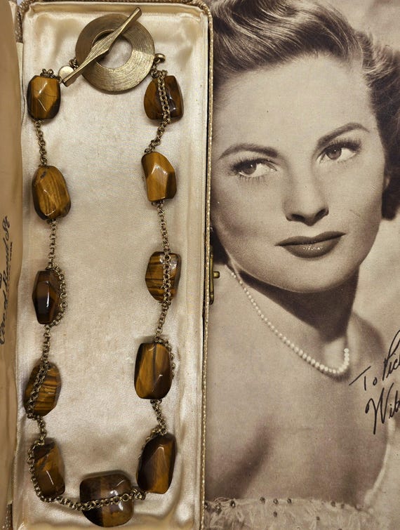 Sigrid Olson Signed Vintage Tigers Eye Statement Chunky Necklace