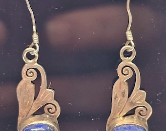 Orecchini pendenti vintage in argento sterling 925 con granato boho fatti a mano - Italia