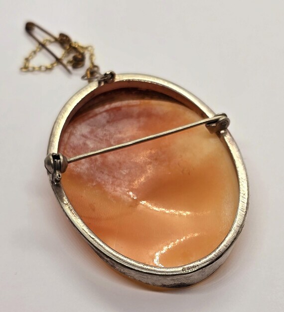 Art Deco 800 Silver Carved Shell Cameo Brooch Pendant… - Gem