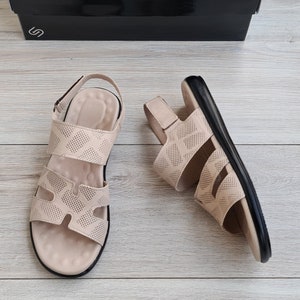 Premium Leather Men&#39;s Sandals | Handmade Anti-Skid Slides with Rubber Sole | Open Toe Slippers for Men and Women