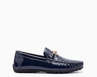 Men's Embroidered Patent Leather Loafers