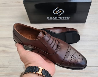 Ręcznie robione skórzane buty wizytowe typu Oxford: męskie buty formalne, sznurowane