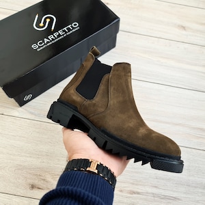 Army Chelsea Suede Leather Boots For Men  Handmade Leather Casual Boots | Mens Leather Ankle Boots | Premium Leather Shoes