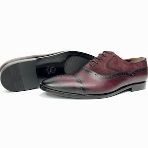 Handgefertigter weinroter Lederkleidschuh: Herrenschuhe mit Flügelspitze Bild 2