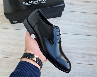 Ręcznie robione skórzane buty wizytowe typu Oxford: męskie buty formalne, sznurowane
