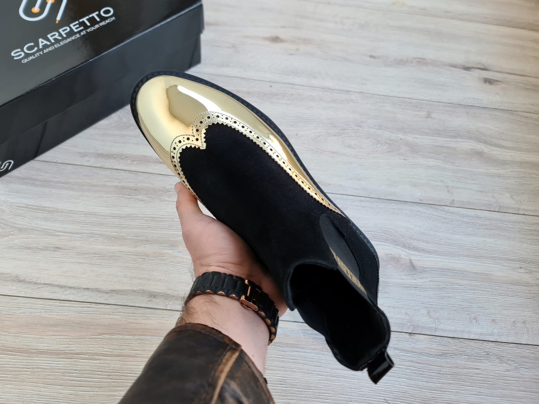 Premium Suede Leather Chelsea Boots for Men Handmade Greek Pattern ...