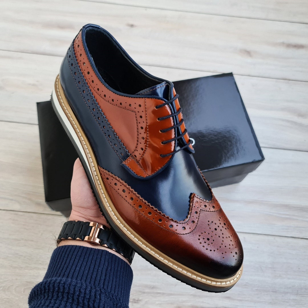 men brown dress shoe Men Dress Shoes-Brayden Navy – Church suits for less main image 1