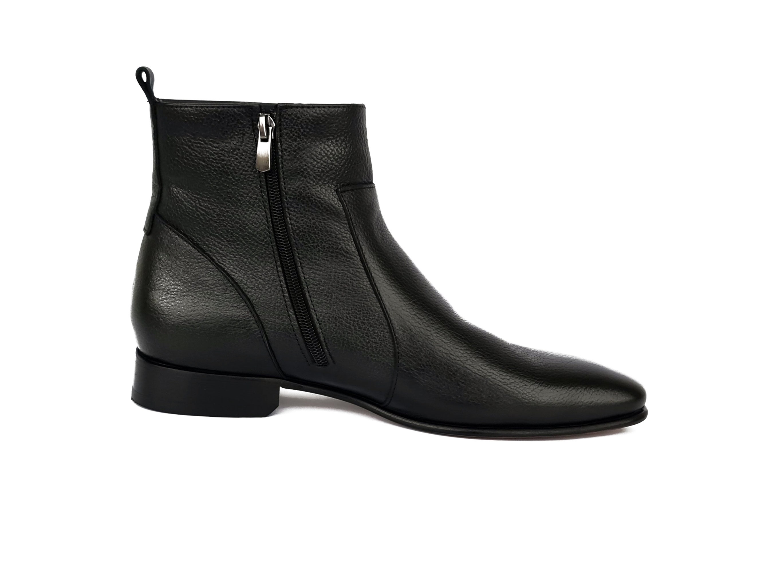Black Chelsea Leather Boots With Leather Sole Handmade Men's Casual Zip ...