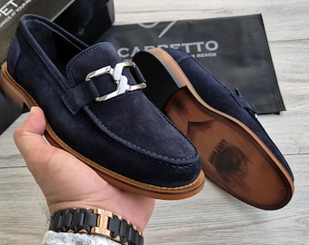 Men's Suede Leather Buckle Loafers