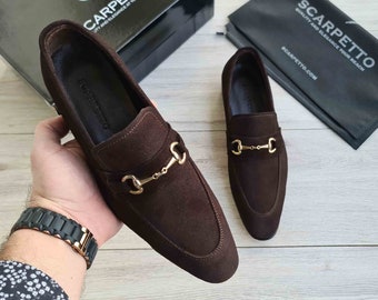 Handmade Suede Leather Loafers | Men's Slip-On Dress Shoes