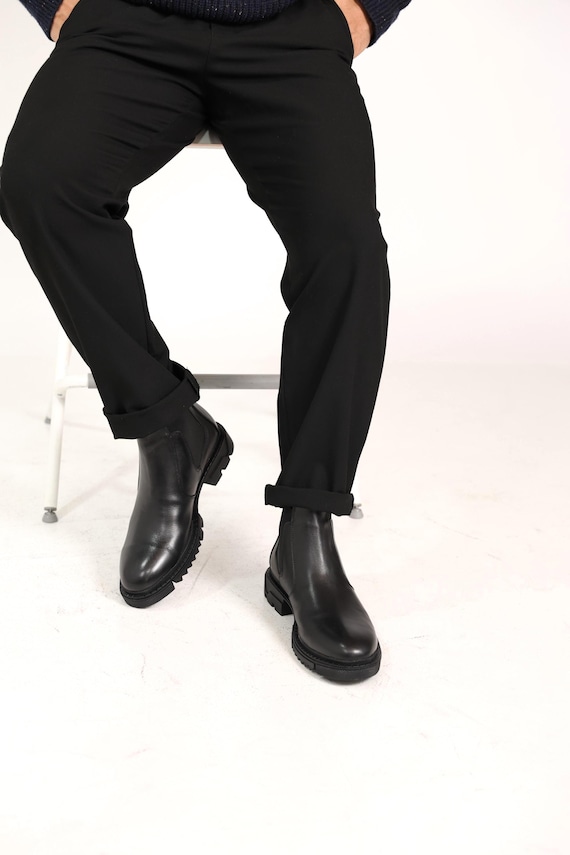 black tulle prom dress Men's Goodyear Welted Leather Boots in Black by Paul Parkman – DAPPERFAM