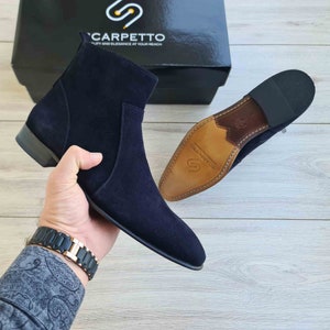 Men&#39;s Chelsea Leather Boots | Full Grain Leather | Zip-UP| Suede Leather | Leather Lining | Leather Sole | Handmade Boots