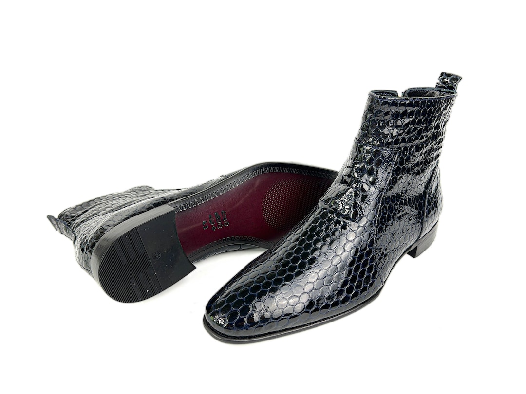 navy dress black boots