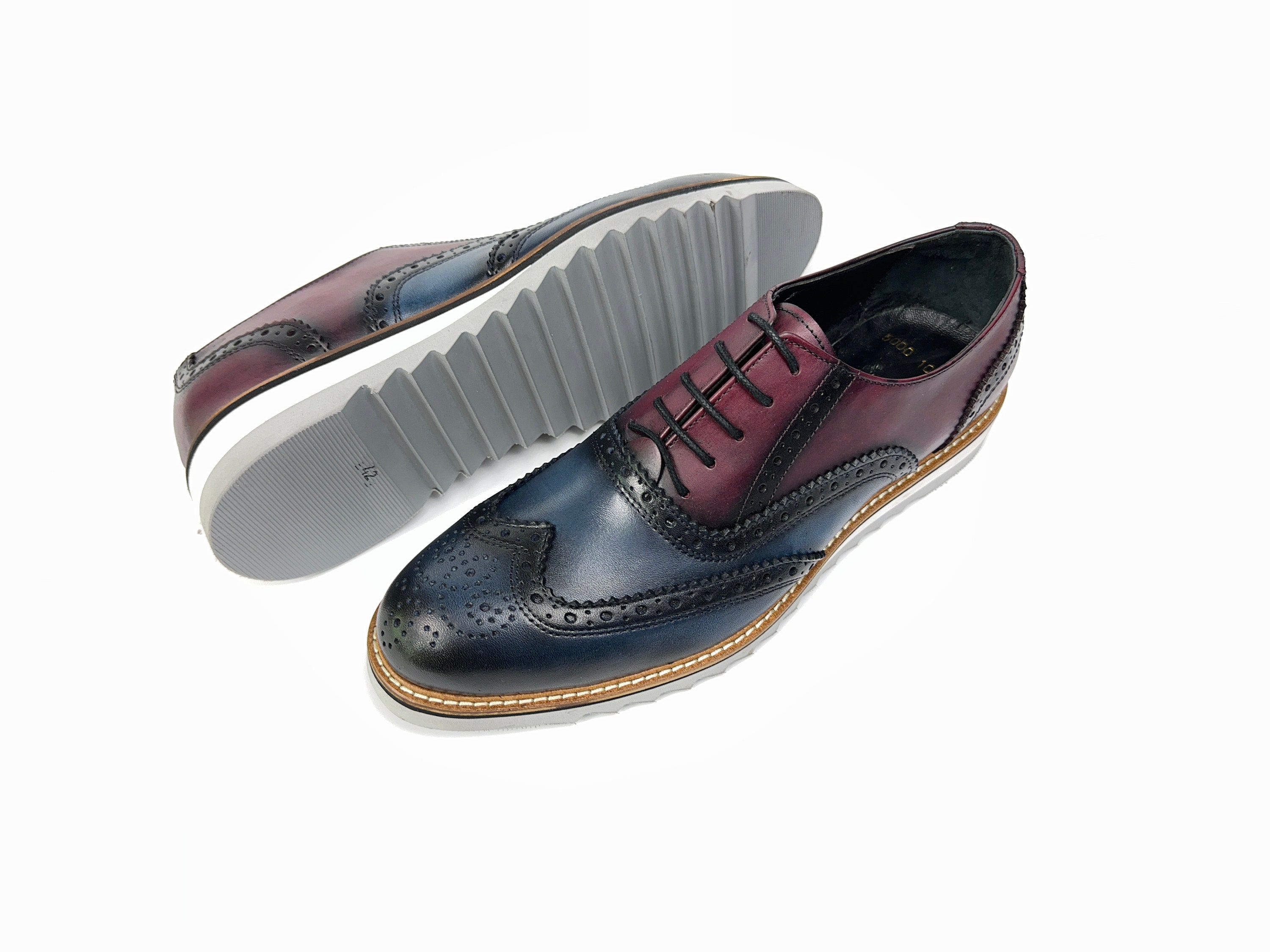Biion Wingtip Oxford Navy/Burgundy Lightweight EVA Men’s Size 12 Golf Travel Wingtip Oxford - Burgundy - Zip Last – Bridlen main image 2