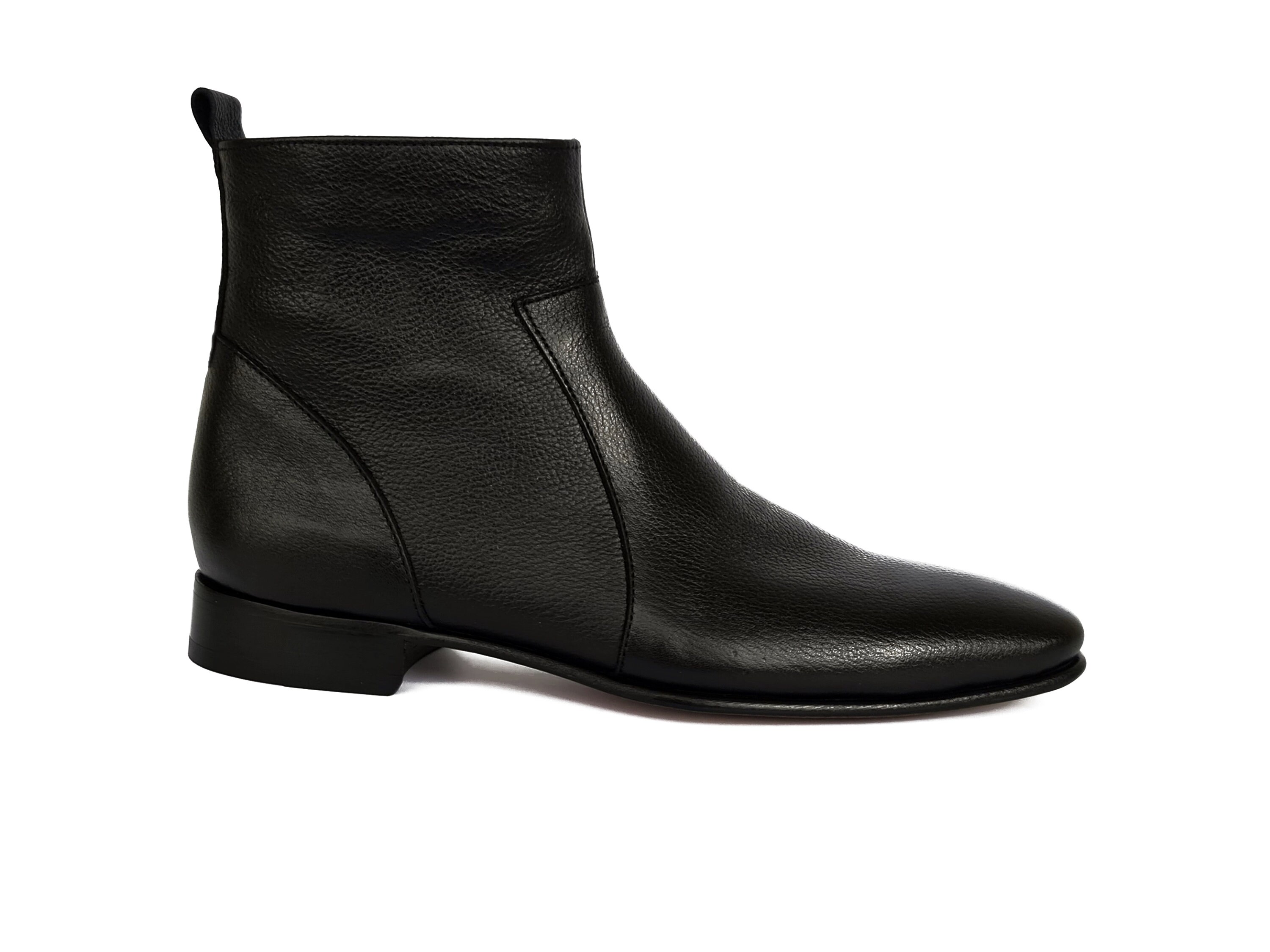 Black Chelsea Leather Boots With Leather Sole Handmade Men's Casual Zip ...