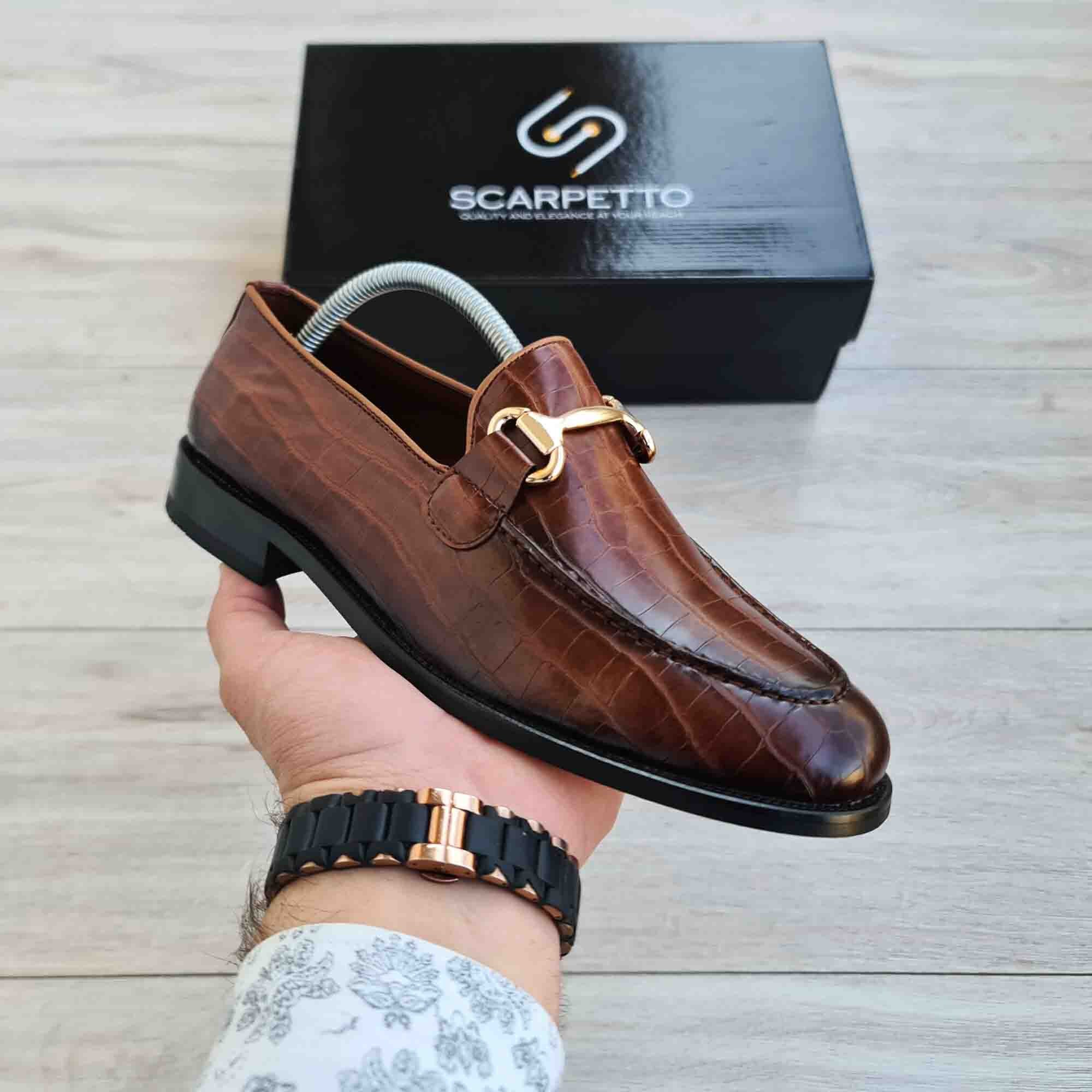 Handmade Croco Leather Loafers: Men