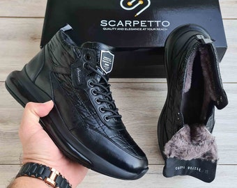 Fur Lining Genuine Leather Sneakers