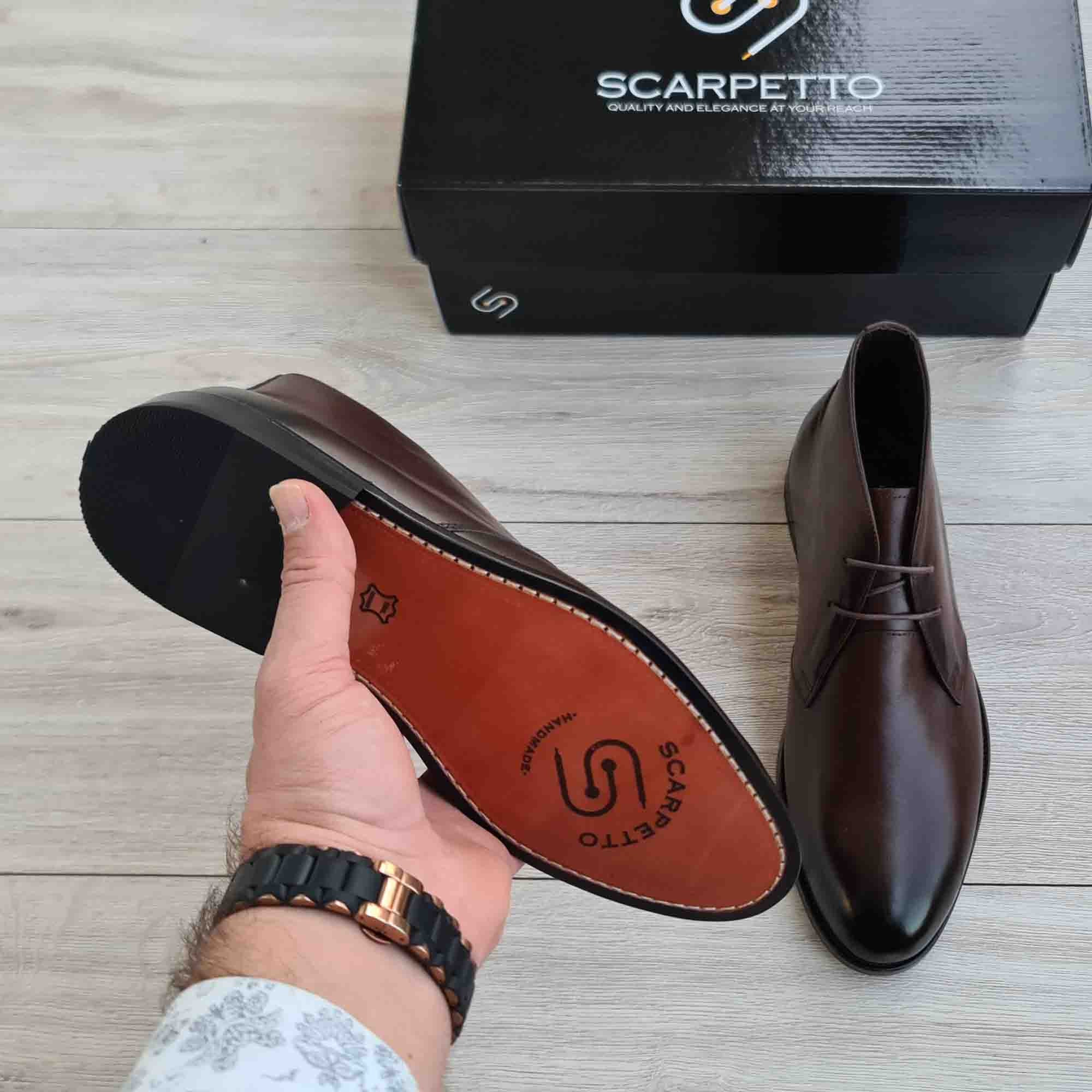 Lacaj Mens Pebbled Leather Chukka Boots Brown Moc Toe Lace Up Size 45 Tan Leather Chukka Boots | Men main image 4