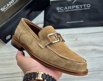 Men's Suede Leather Buckle Loafers