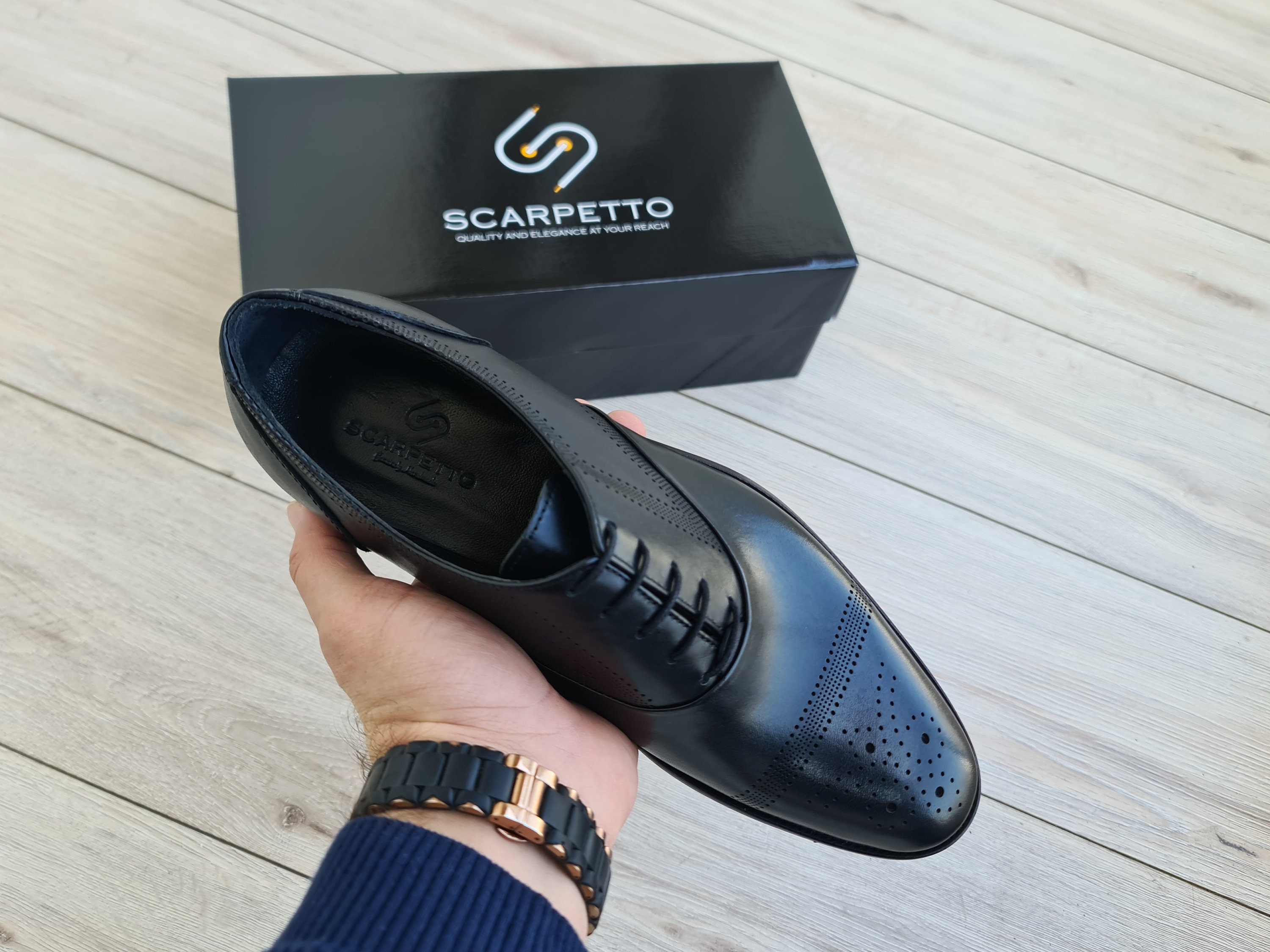 Oxford Leather Dress Shoes With Leather Sole Handmade Mens Genuine Leather Shoes Formal Laceup