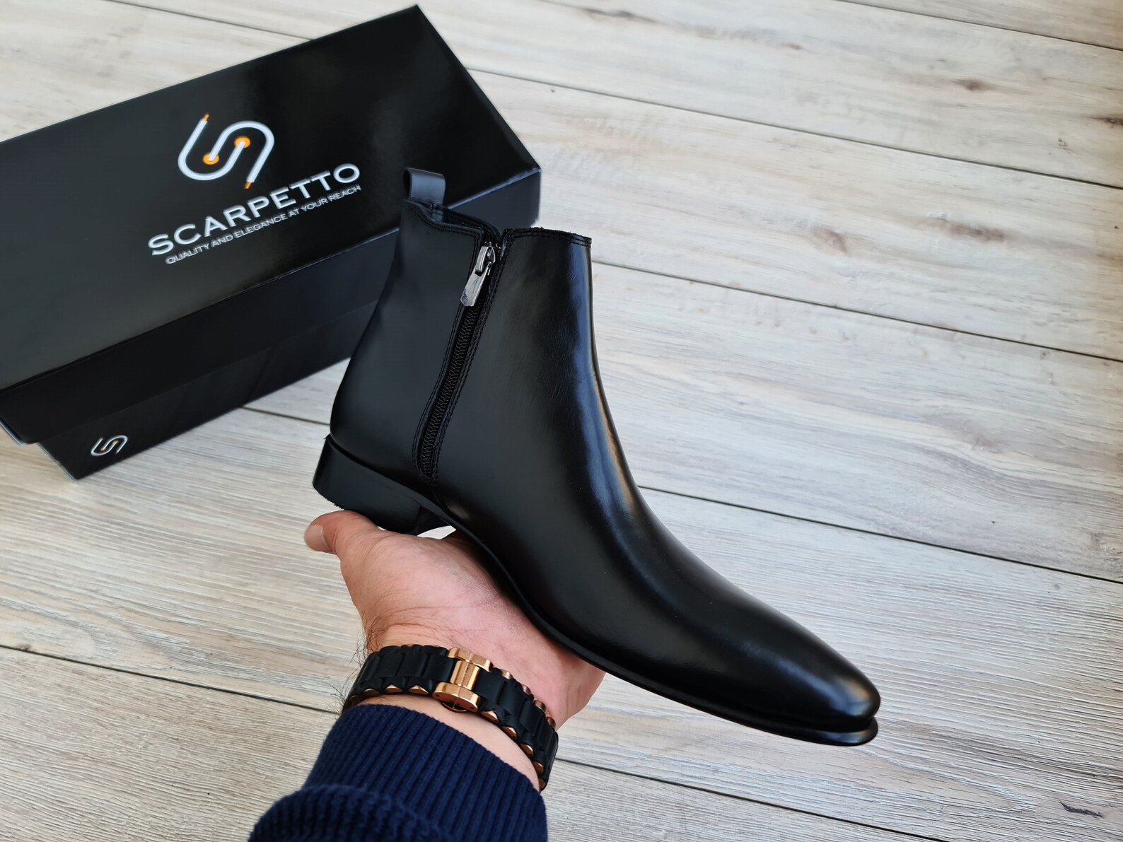 elasticated leather chelsea boots