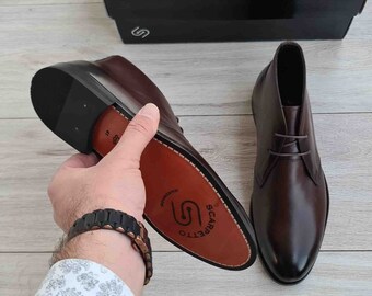 Frye Brown Leather Chukka Boots: Men display picture 1