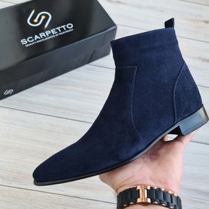 Mens Ankle Boots | Navy Suede Boots Men | Mens Leather Ankle Boots | Mens Dress Boots | Men Chelsea Boots | Mens Casual Boots | Navy Boots