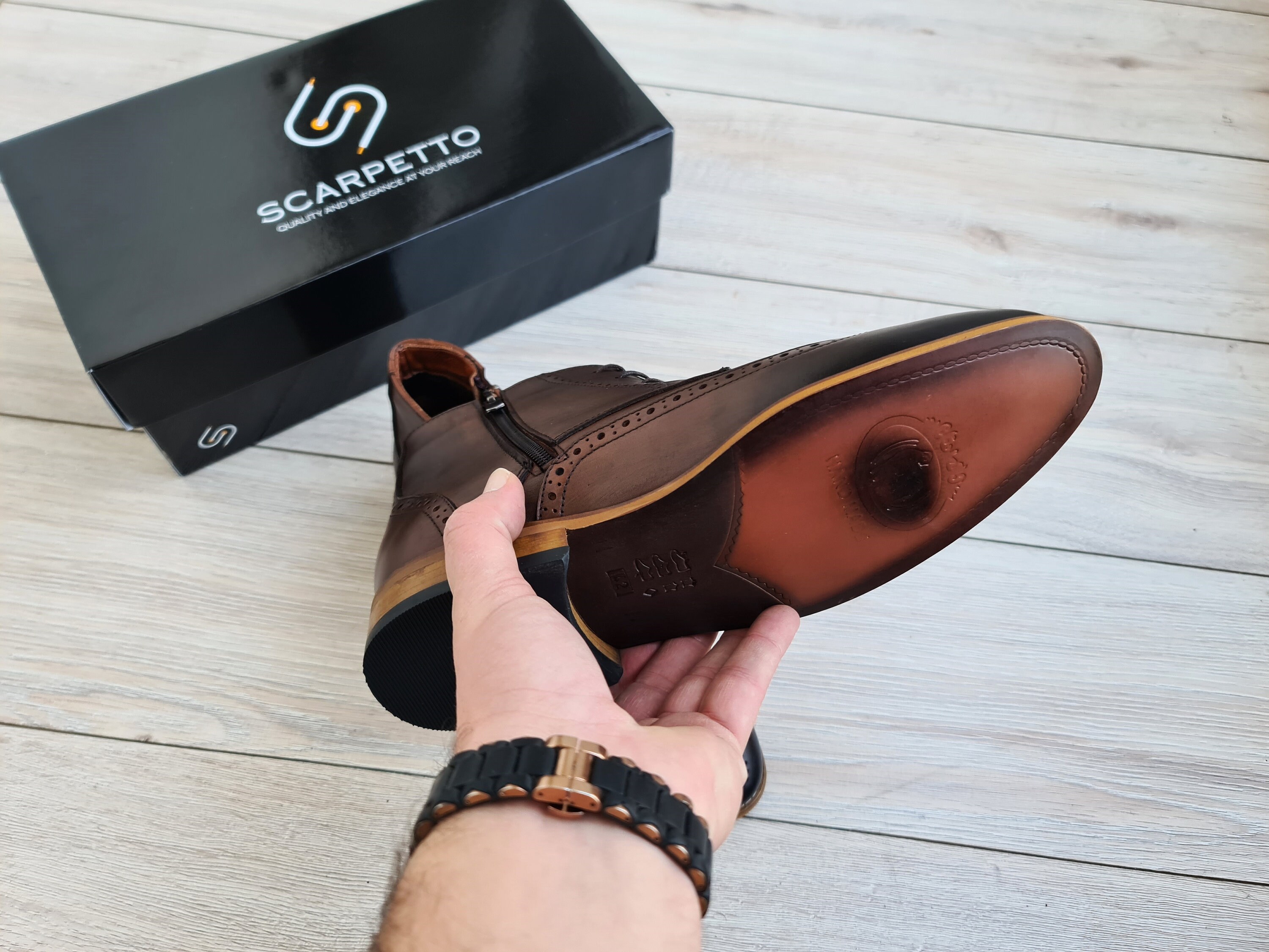 Tobacco Chelsea Leather Derby Boots Outlet - Tobacco Chelsea Boot Half-Rubber Soles - Cobbler Union main image 3