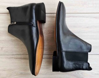 Men's Chelsea Leather Boots | Full Grain Leather | Zip-up - Etsy