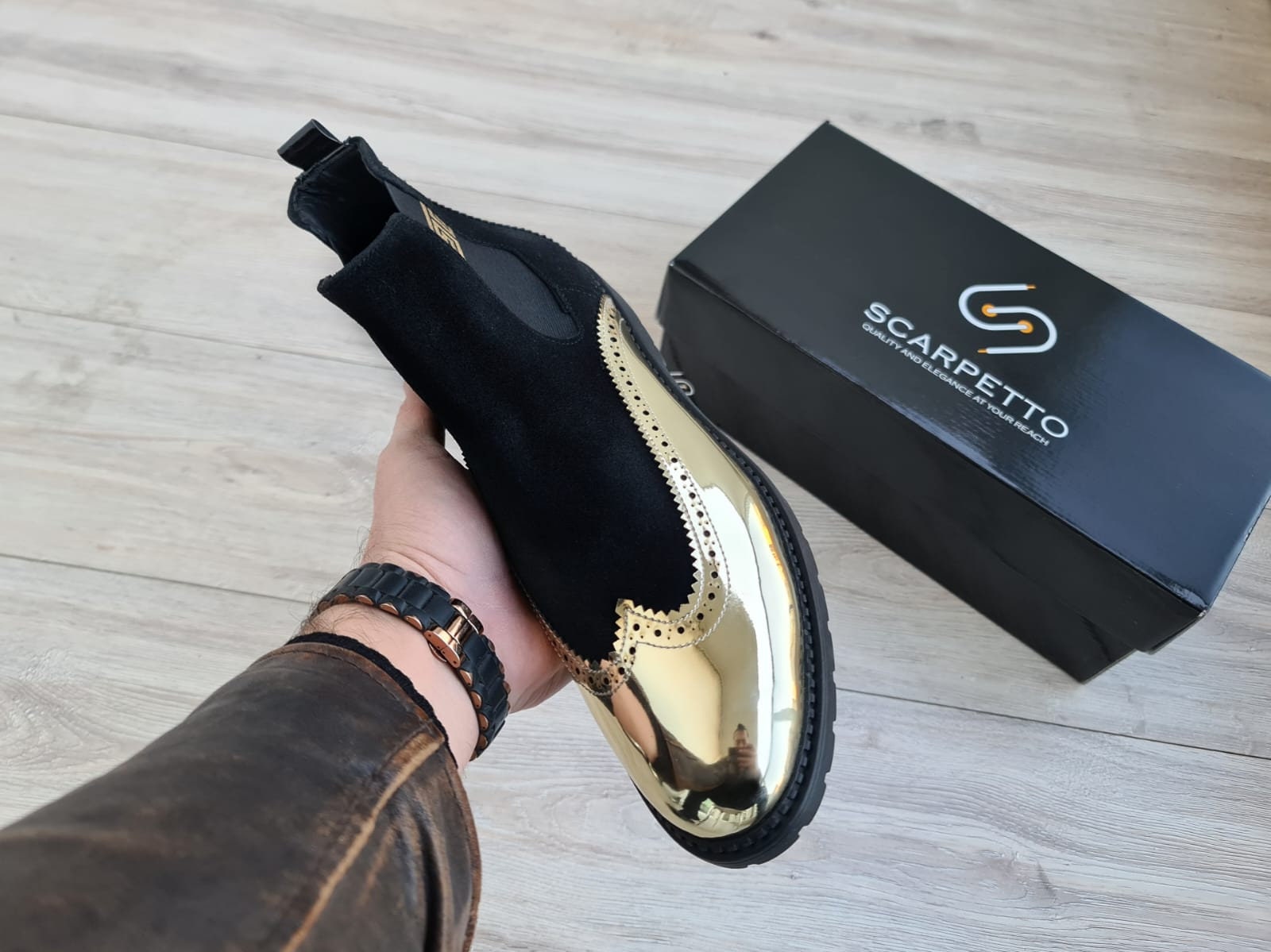 Premium Suede Leather Chelsea Boots for Men Handmade Greek Pattern ...