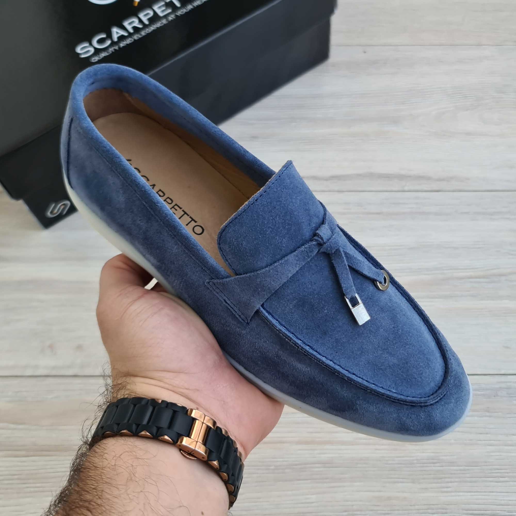 To Boot Men\'s Suede Slip-On Loafers in Slate Blue Handmade Suede Leather Loafer: Mens Slip-on Yacht Shoes - Etsy main image 2